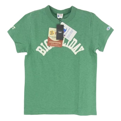Champion チャンピオン Tシャツ × TMT ティーエムティー プリント Tシャツ 半袖カットソー グリーン系 S【新古品】【未使用】【中古】