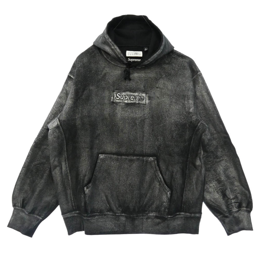 Supreme シュプリーム  24SS x MM6 Maison Margiela Foil Box Logo Hooded Sweatshirt エムエムシックス メゾンマルジェラ ボックスロゴ パーカー L ブラック系 L【美品】【中古】
