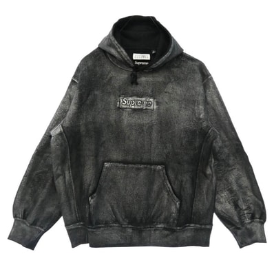 Supreme シュプリーム 24SS x MM6 Maison Margiela Foil Box Logo Hooded Sweatshirt エムエムシックス メゾンマルジェラ ボックスロゴ パーカー L ブラック系 L【美品】【中古】