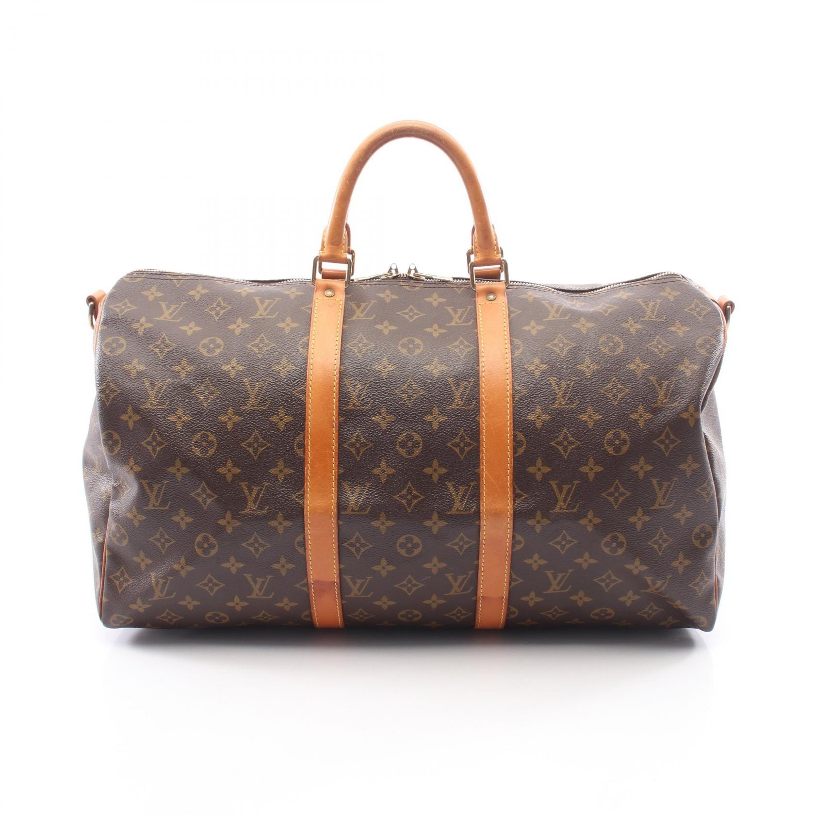 ルイ・ヴィトン LOUIS VUITTON キーポル バンドリエール50 モノグラム ボストンバッグ バッグ PVCコーティングキャンバス レザー メンズ レディース ブラウン系 M41416 【中古】