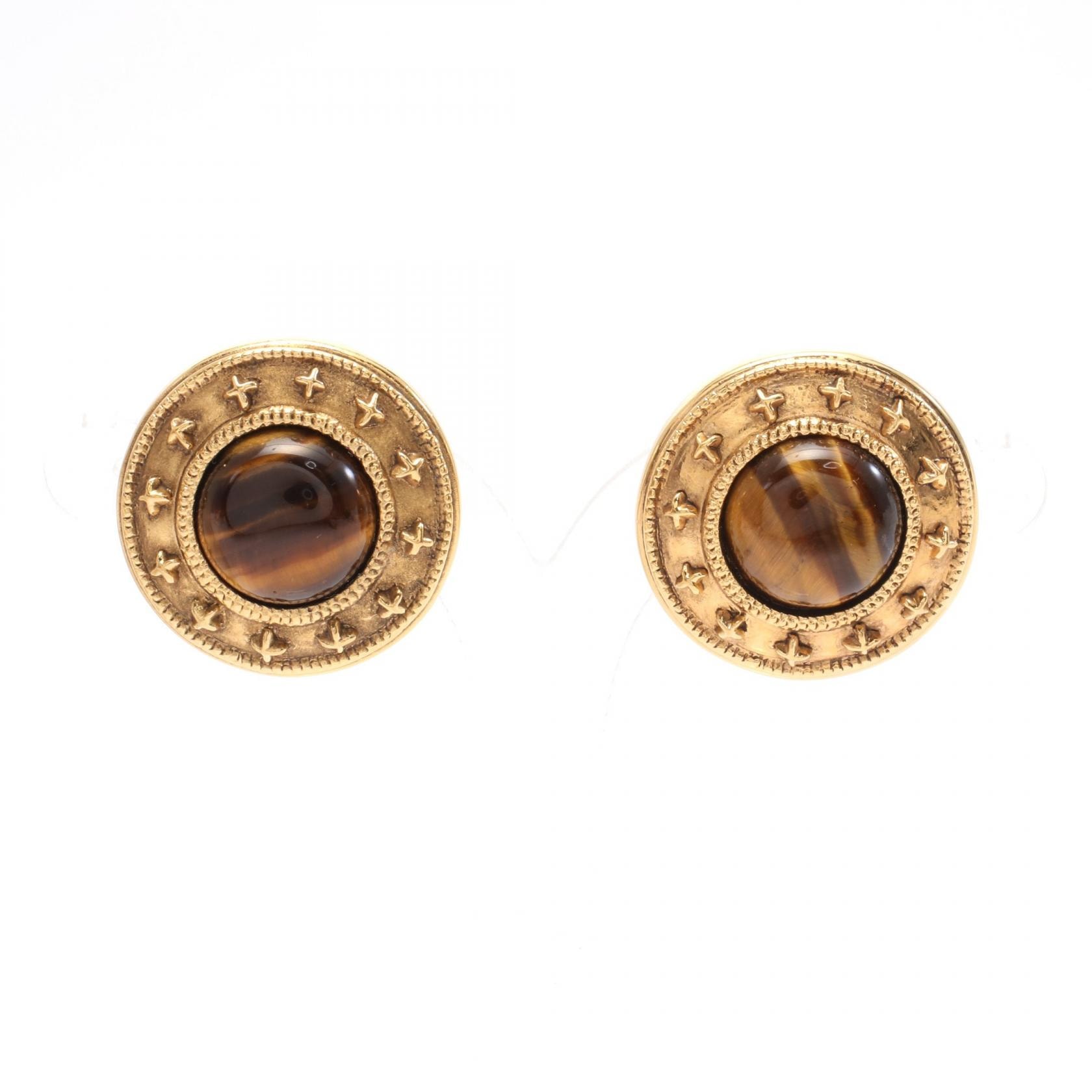 シャネル CHANEL イヤリング ジュエリー GP(ゴールドメッキ) タイガーアイ レディース ゴールド系 / ブラウン系 【中古】