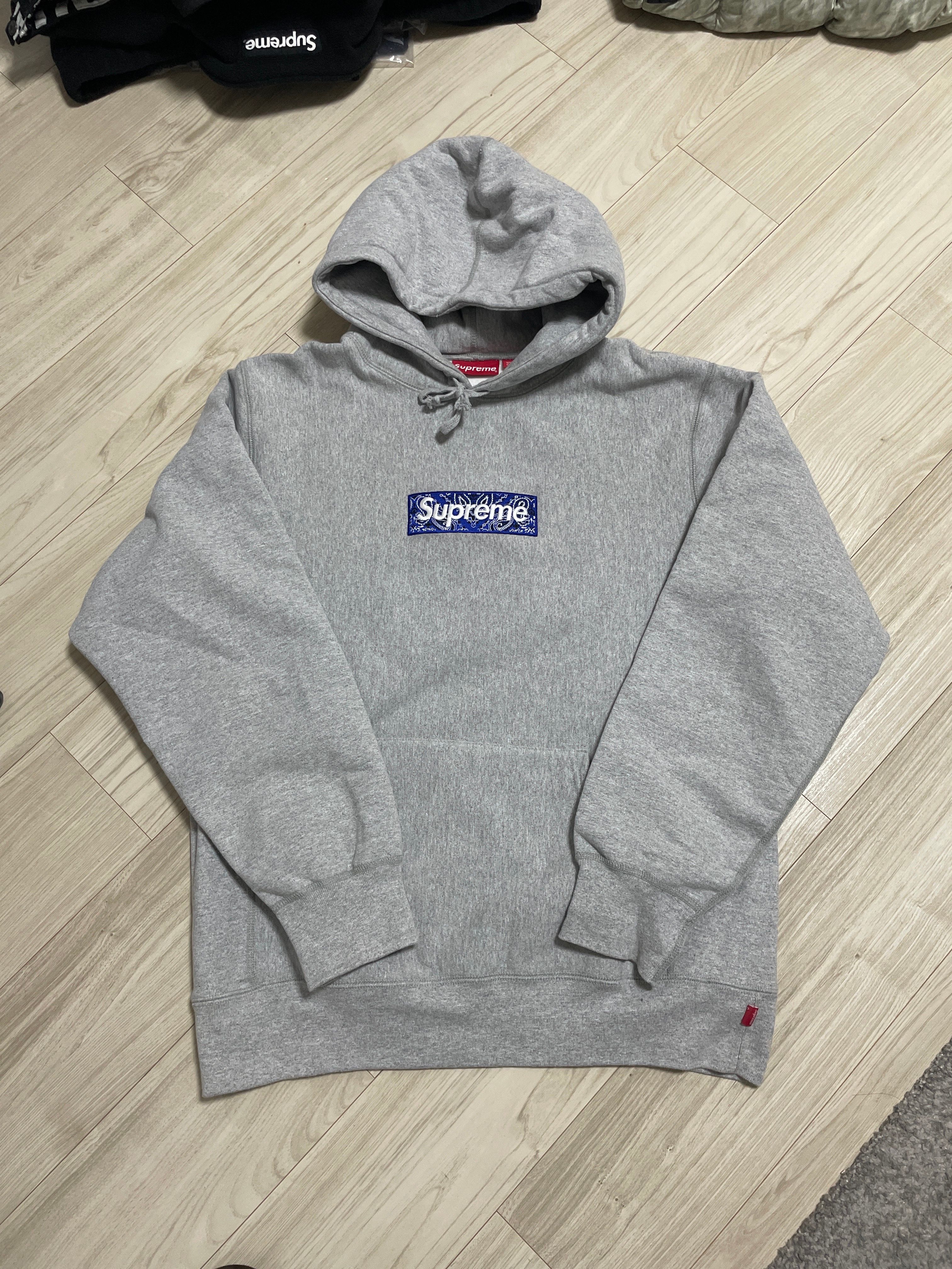 Supreme Bandana Box Logo Hooded Sweatshirt "Grey"