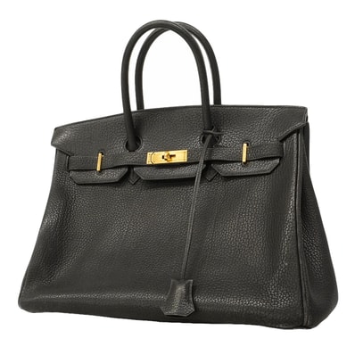【6ge6025-h】エルメス ハンドバッグ バーキン35 トゴ ブラック ゴールド金具 □D刻印【中古】レディース