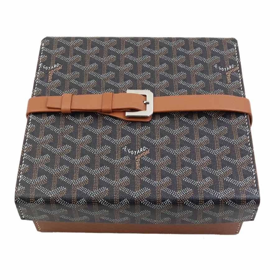ゴヤール GOYARD  ウォッチケース 腕時計ケース PVCコーティングキャンバス/レザー ブラック×ブラウン ユニセックス【中古】 90230a