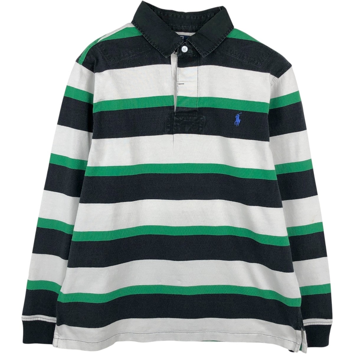 古着 ラルフローレン Ralph Lauren POLO by Ralph Lauren CUSTOM FIT ボーダー柄 マルチボーダー 長袖 ラガーシャツ メンズXL相当/eaa668865