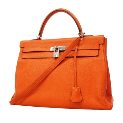 ★最終価格★SALE【6hc2613】エルメス ハンドバッグ ケリー35 シェーブル オレンジ シルバー金具 □M刻印 2wayバッグ【中古】レディース