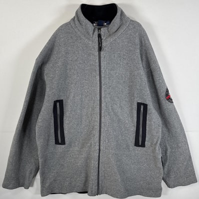 古着 ノーティカ NAUTICA USA製 フリースジャケット フルジップ コンペティション 刺繍ロゴ ビッグサイズ ワッペン L グレー メンズ
