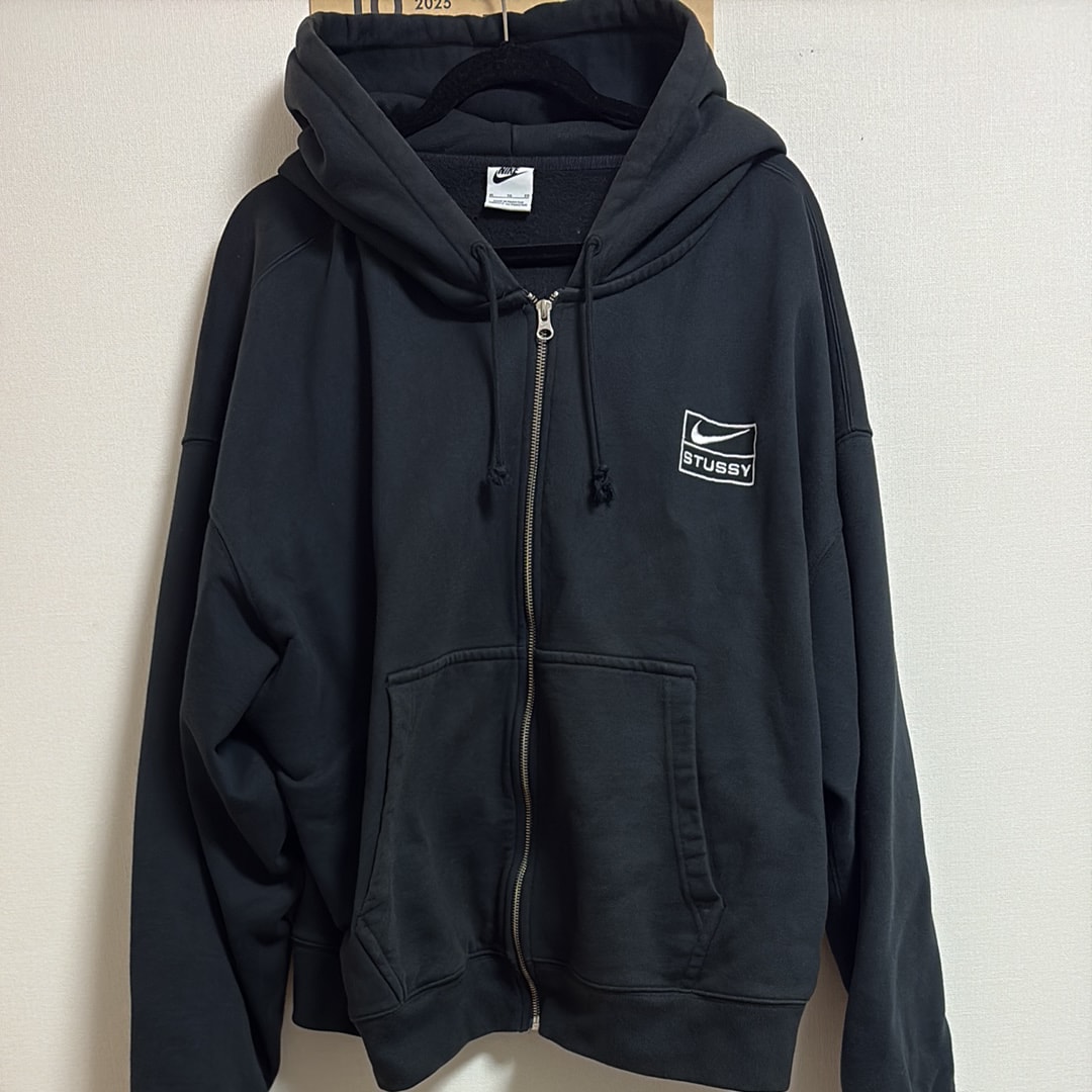 Stussy x Nike Stone Washed Fleece Zip Hoodie "Black" (US Size) FJ9175-010