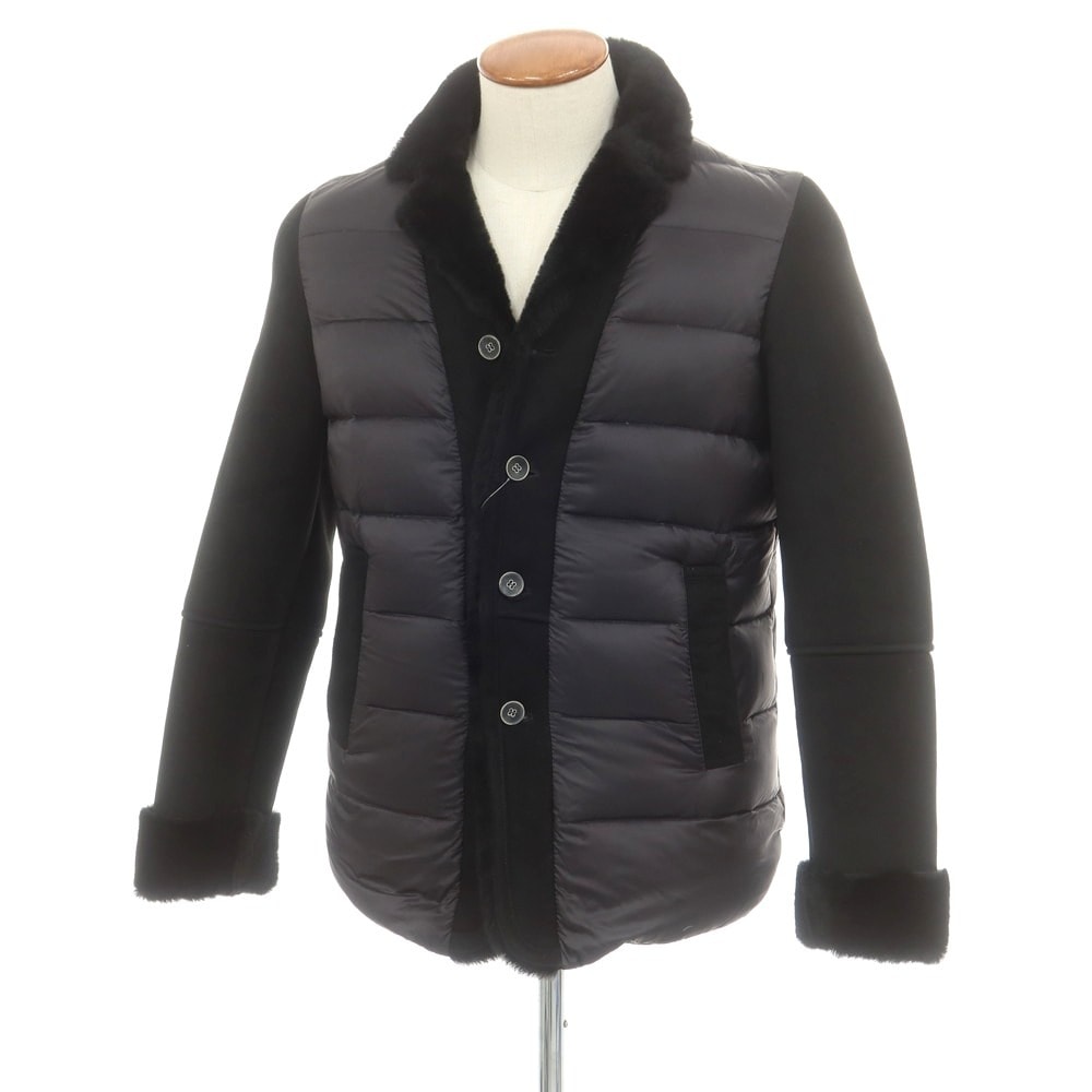 【中古】エンメティ EMMETI ナイロン ムートン ダウンジャケット ブラック【サイズ46】【メンズ】