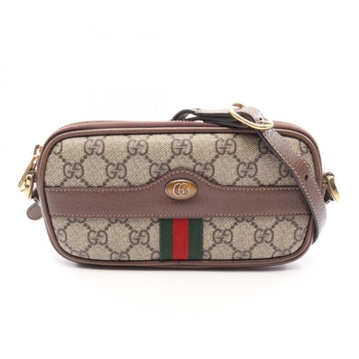 グッチ GUCCI オフィディア GGスプリーム シェリーライン ショルダーバッグ バッグ PVCコーティングキャンバス レザー レディース ベージュ系 / ブラウン系 / マルチカラー 598664 【中古】