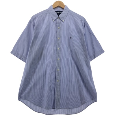 古着 ラルフローレン Ralph Lauren BLAKE 半袖 ボタンダウン ストライプシャツ メンズL相当/eaa555161
