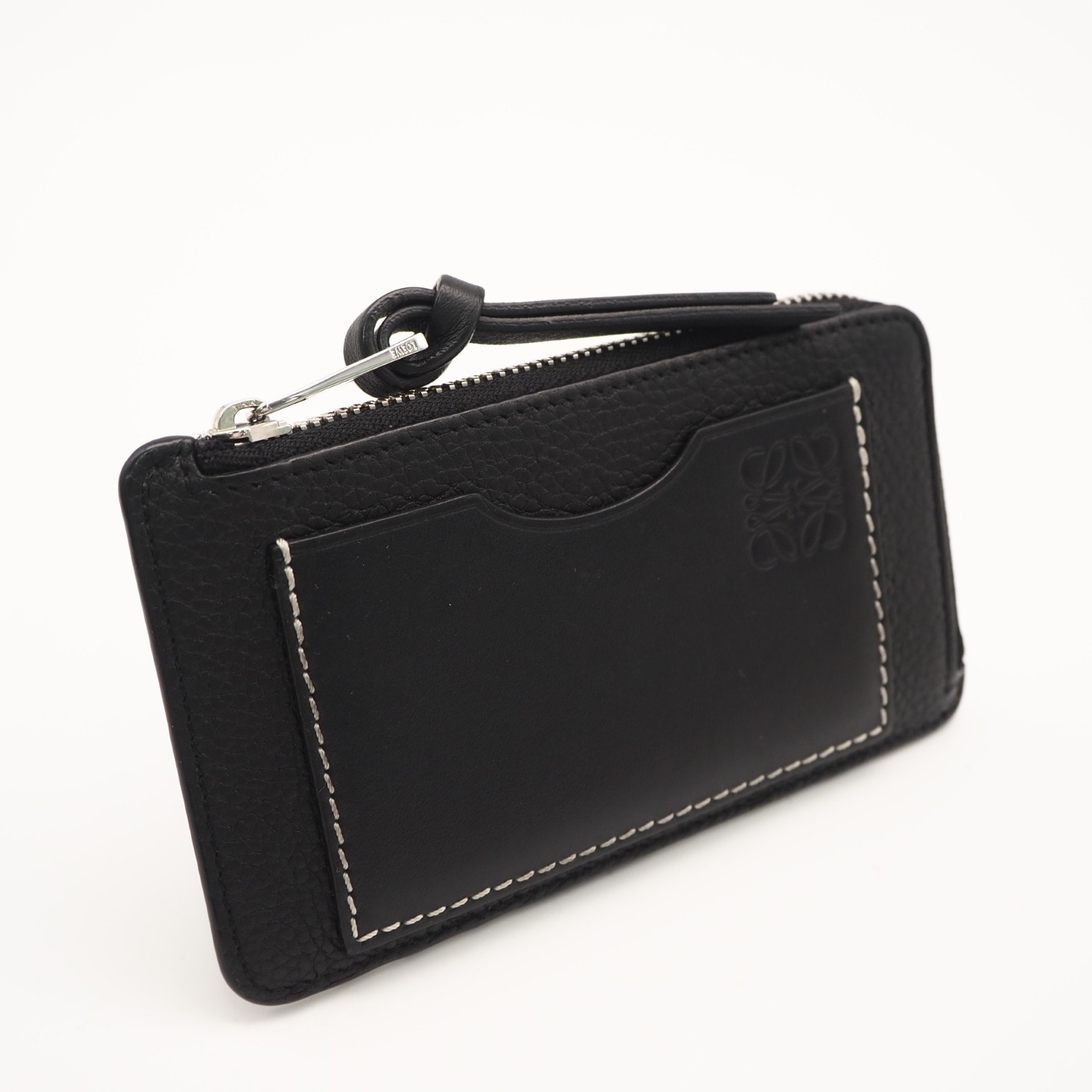 美品 LOEWE ロエベ ソフトグレインカーフ コインカードホルダー C660Z40X04C660Z40X04 コインケース ブラック カーフレザー レディース