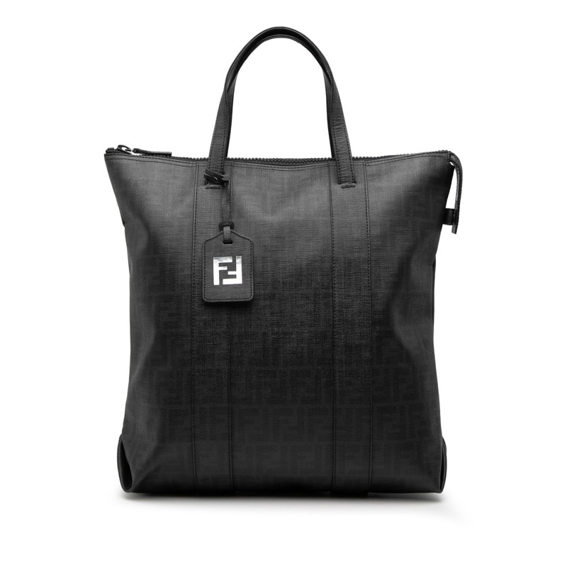 フェンディ ズッカ トートバッグ 7VA196 ブラック PVC メンズ FENDI 中古