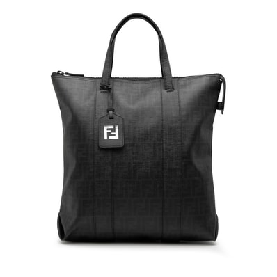 フェンディ ズッカ トートバッグ 7VA196 ブラック PVC メンズ FENDI 中古