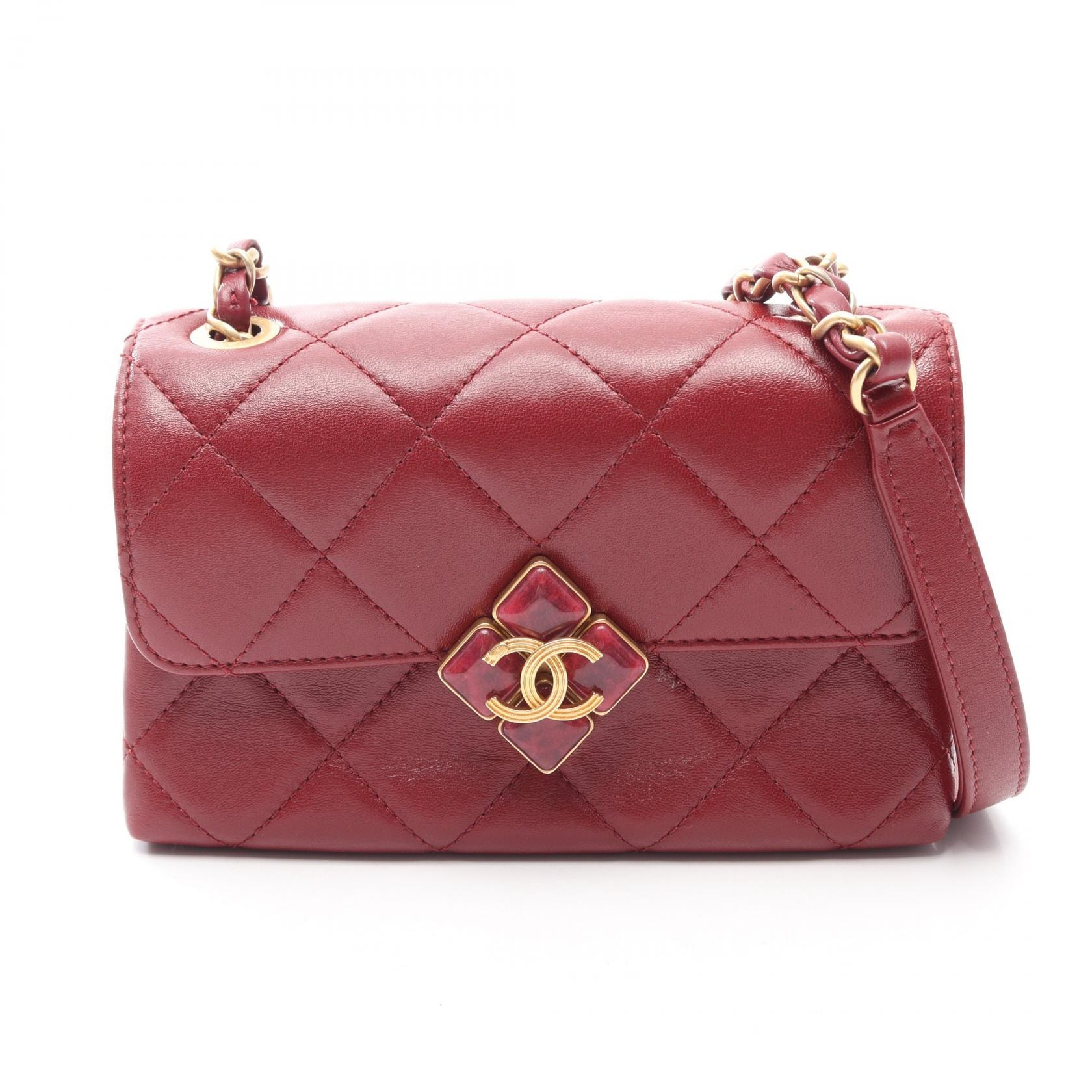 シャネル CHANEL マトラッセ スモール ショルダーバッグ バッグ ラムスキン(羊革) レディース ボルドー系 AS2633 【中古】