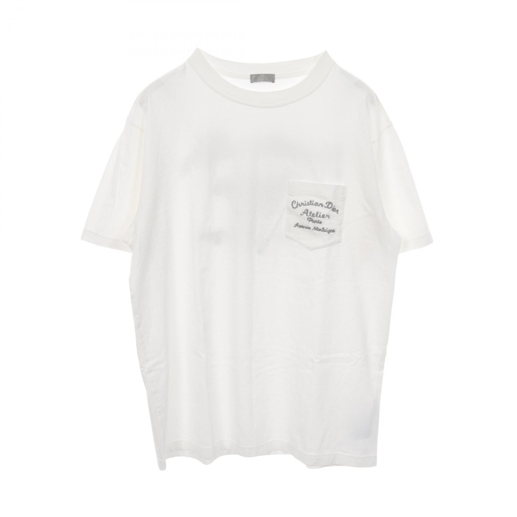 ディオール Dior ロゴ刺繍 半袖Tシャツ 衣料品 トップス コットン メンズ ホワイト系 / グレー系 【中古】