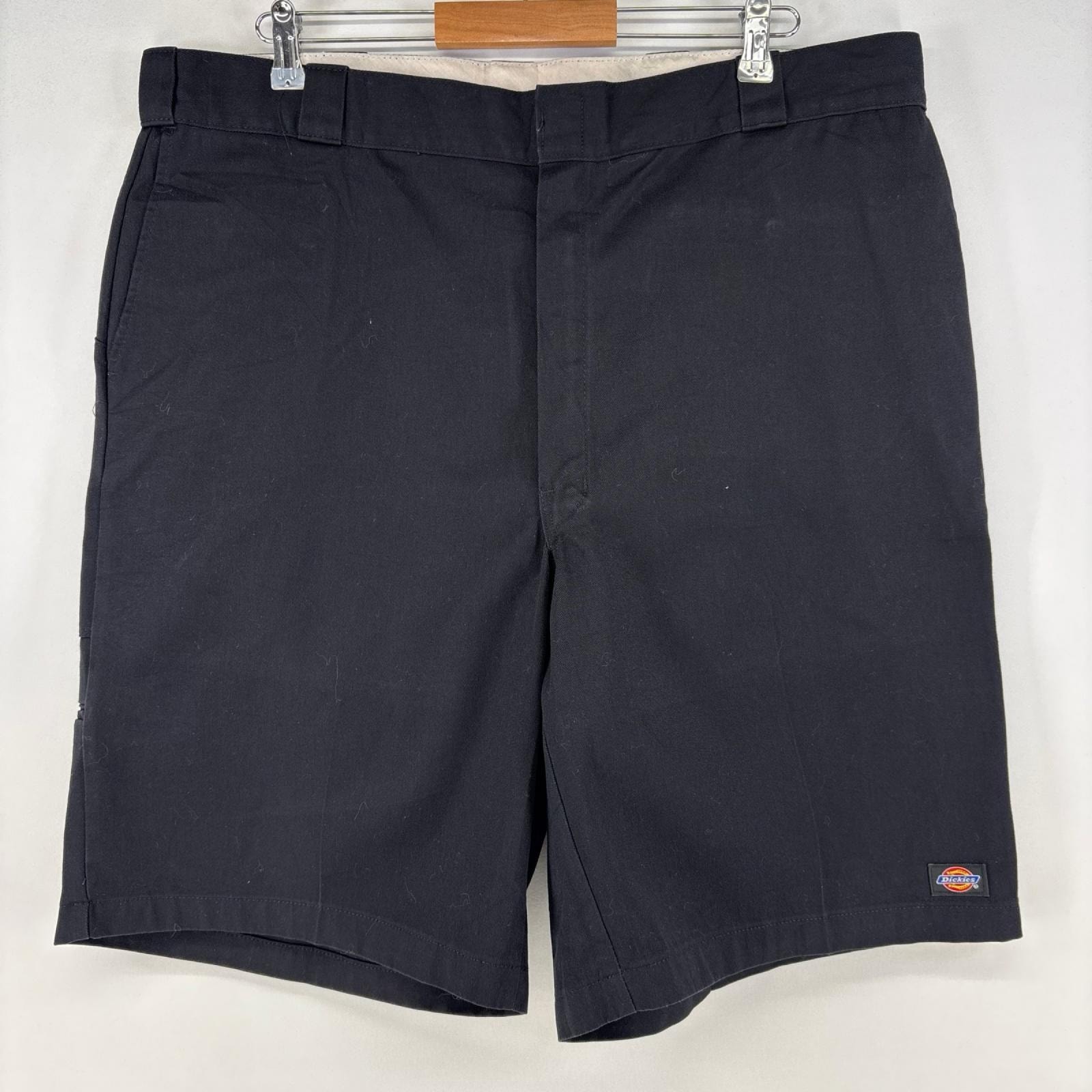 古着 ディッキーズ Dickies ショートパンツ チノパン ジップ ワーク ワンポイントロゴ ハーフパンツ w42  ブラック メンズ