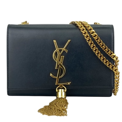 SAINT LAURENT サンローラン ケイト タッセル チェーンショルダーバッグ ショルダーバッグ 354120 レザー ブラック レディース【中古】