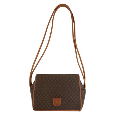 CELINE セリーヌ マカダム ブラウン PVC ショルダーバッグ 1-0288799 【中古】