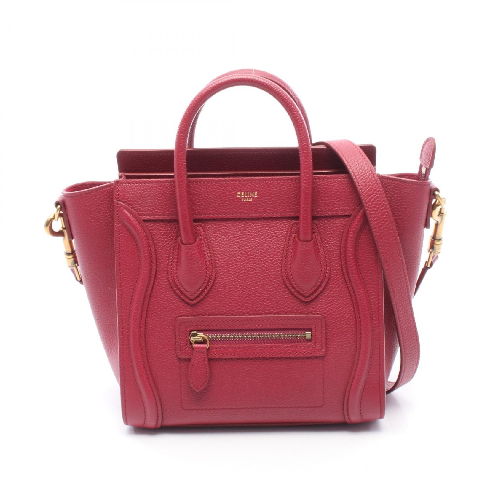 セリーヌ CELINE ラゲージ ナノショッパー 2WAY ハンドバッグ バッグ レザー レディース ピンク系 189243 【中古】