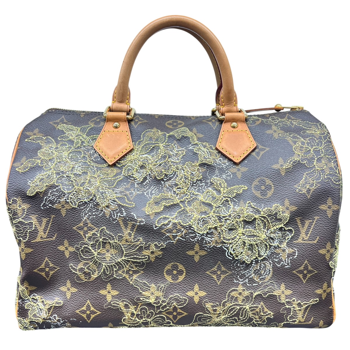 LOUIS VUITTON 希少 美品 ルイヴィトン モノグラムダンテェル スピーディ30 オール ミニボストン ハンドバッグ M95397 PVC レザー SP0097 ブラウン フラワー レース ヴィトン LV ABランク 中古 鑑定済