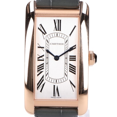 カルティエ 新品同様 750PG WGTA0134 タンクアメリカン ラージ アリゲーターレザーベルト 自動巻き