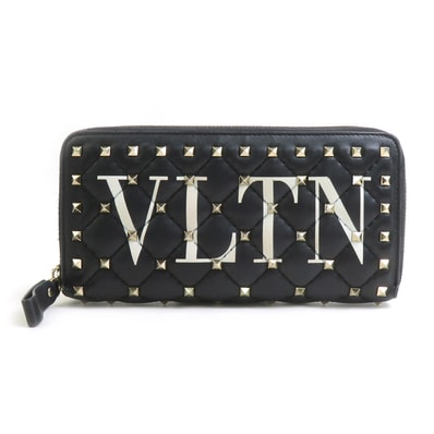 ヴァレンティノ ガラヴァーニ Valentino Garavani ラウンドファスナー長財布 レザー ブラック ユニセックス【中古】 h32209j
