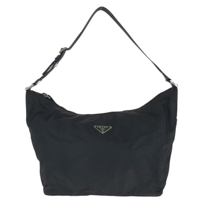 美品 PRADA プラダ テスート 三角ロゴプレート ブラック 黒 シルバー金具 ナイロン ショルダーバッグ ハンドバッグ 601918 【中古】
