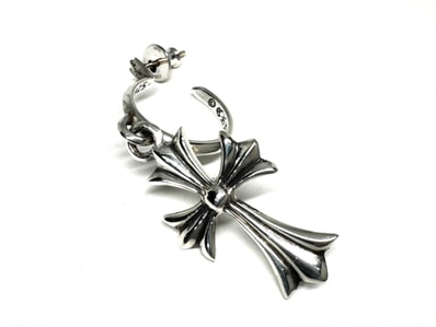 Chrome Hearts Tiny CH Cross Hoop Earrings "Silver"
