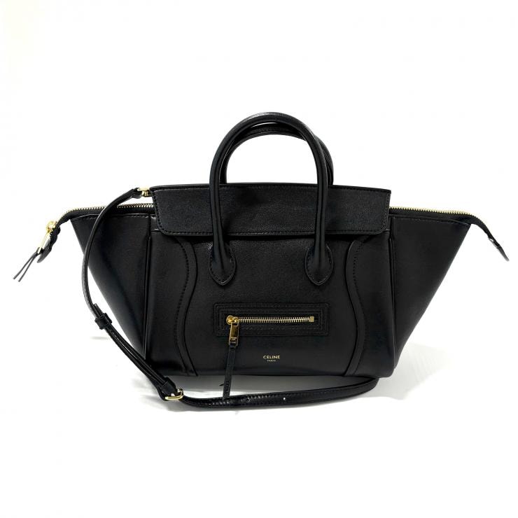 セリーヌ リトルラゲージ 2WAY ショルダーバッグ ブラック ゴールド金具 サプルシャイニーラムスキン 現行品 CELINE 正規品【鑑定済み】
