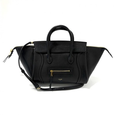 セリーヌ リトルラゲージ 2WAY ショルダーバッグ ブラック ゴールド金具 サプルシャイニーラムスキン 現行品 CELINE 正規品【鑑定済み】