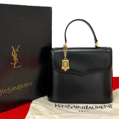 YVES SAINT LAURENT イヴ・サンローラン YSL ロゴ レザー ハンドバッグ ブラック
21787