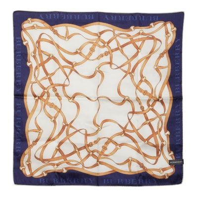 バーバリー ロゴ ベルト モチーフ スカーフ ホワイト マルチカラー コットン レディース BURBERRY 【中古】