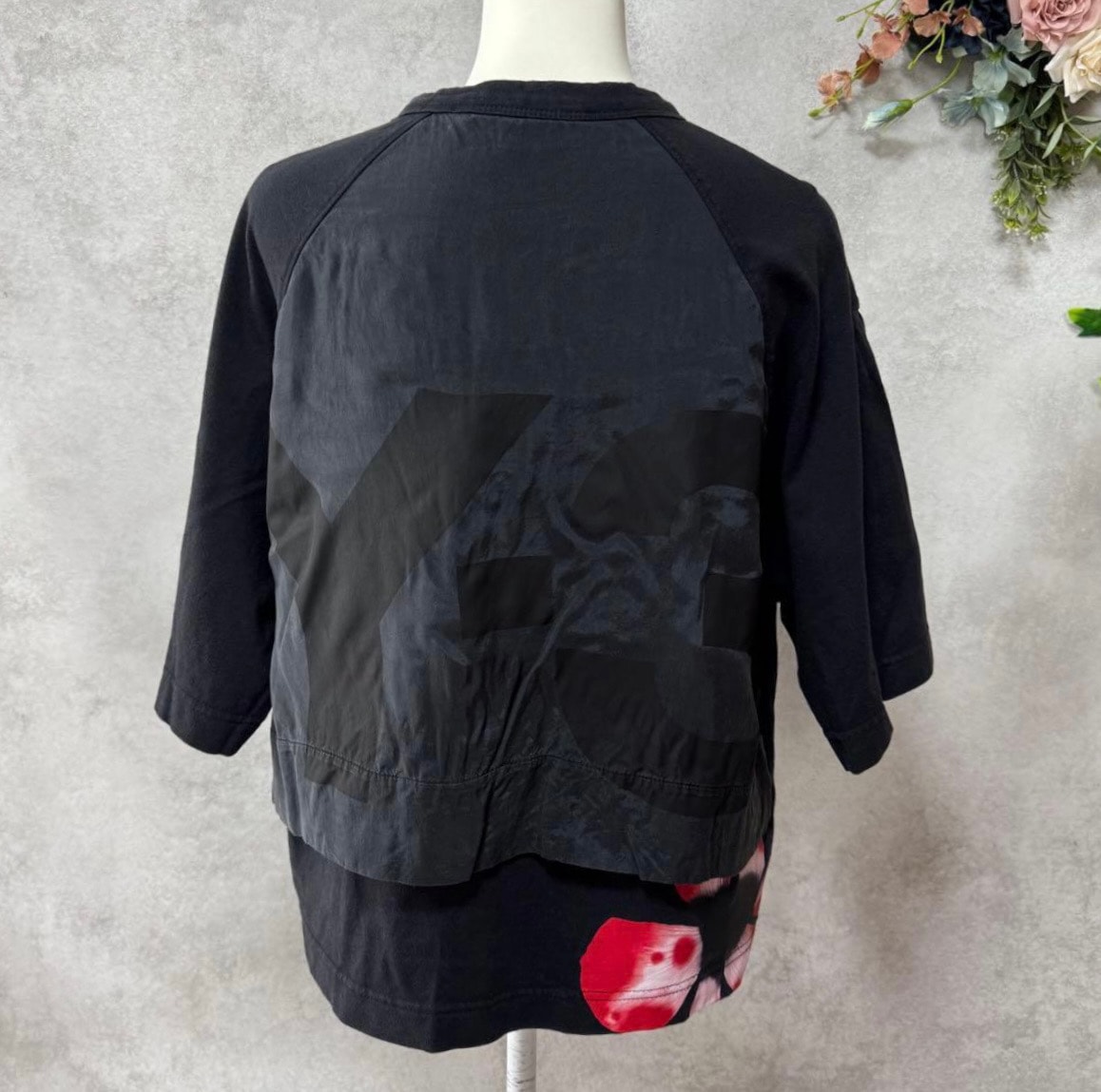Y-3 ワイスリー 半袖シャツ カットソー ブラック 花柄