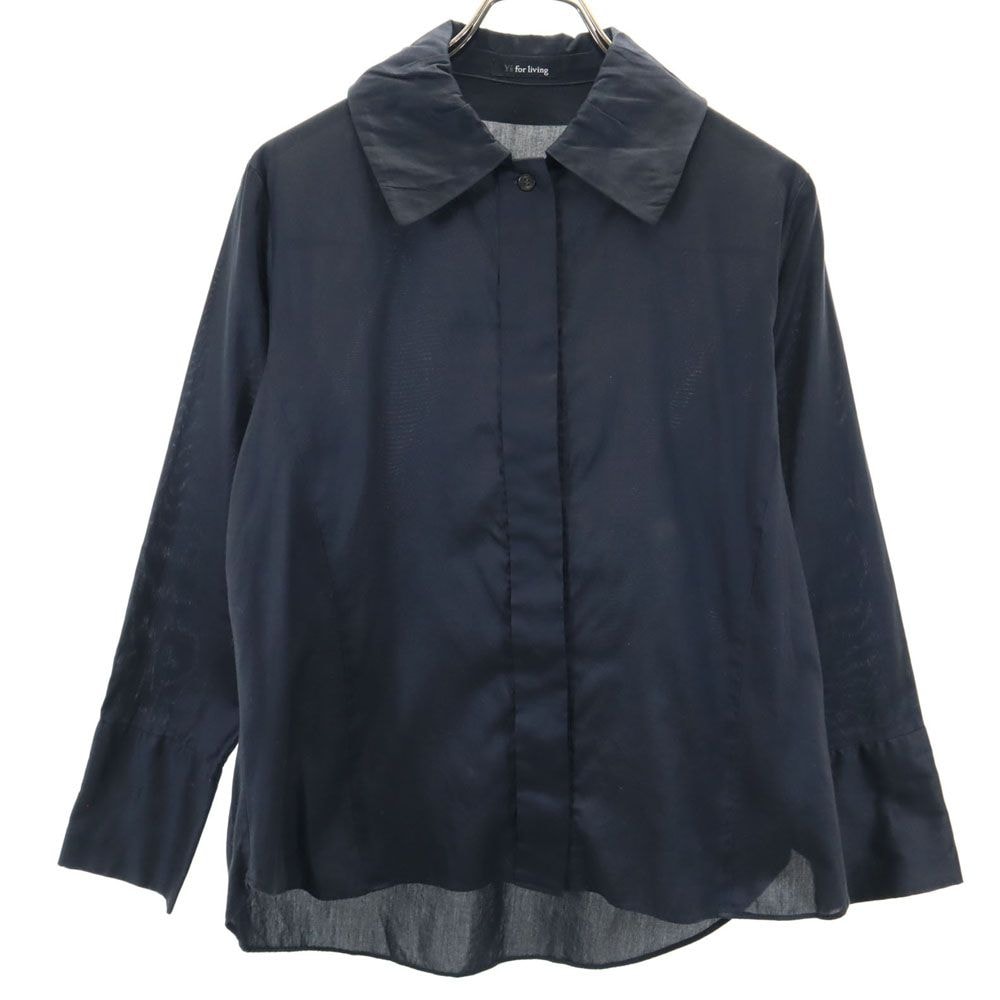 Y's for living ワイズフォーリビング 日本製 長袖 ブラウス ネイビー シャツ
