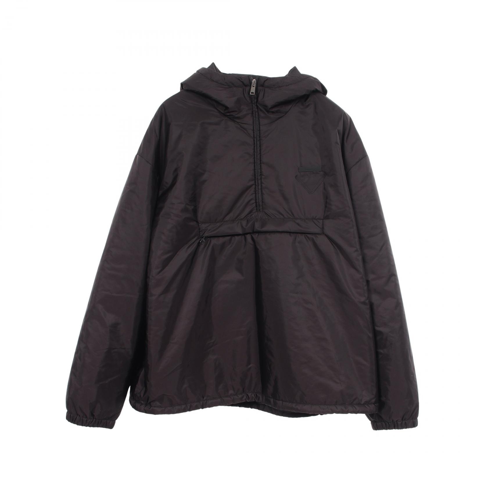 プラダ PRADA Re-Nylon フード付き 中綿 アノラック 衣料品 アウター ナイロン メンズ ブラック系 SGC914 【中古】