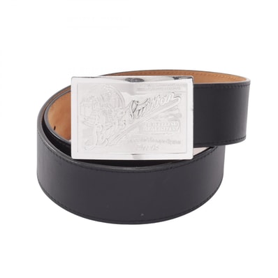ルイ・ヴィトン LOUIS VUITTON サンチュール ジーンズ シルバー金具 ベルト 衣料品 レザー メンズ ブラック系 M6812 【中古】