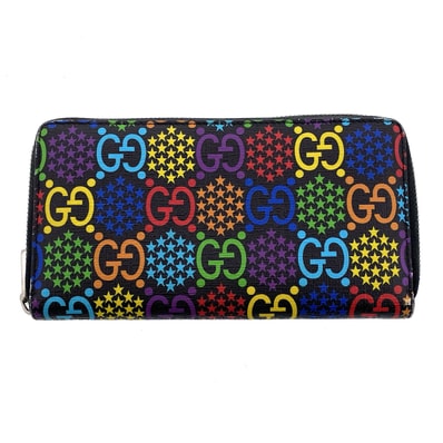 GUCCI グッチ GGサイケデリック ジップアラウンドウォレット 財布 長財布 601079 GGサイケデリック ブラック マルチカラー メンズ【中古】