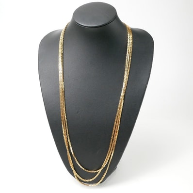 ■美品■Christian Dior クリスチャンディオール ヴィンテージ ネックレス 三連 ゴールドカラー ブランド古着【中古】20260918/RB1042