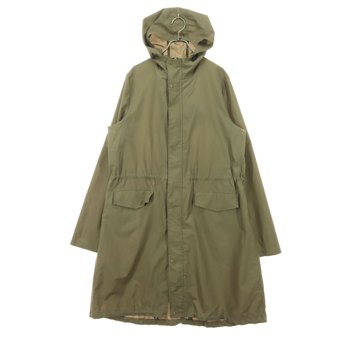 BEAMS LIGHTS ビームスライツ 長袖 ナイロン ロングコート L ベージュ系 収納袋付き