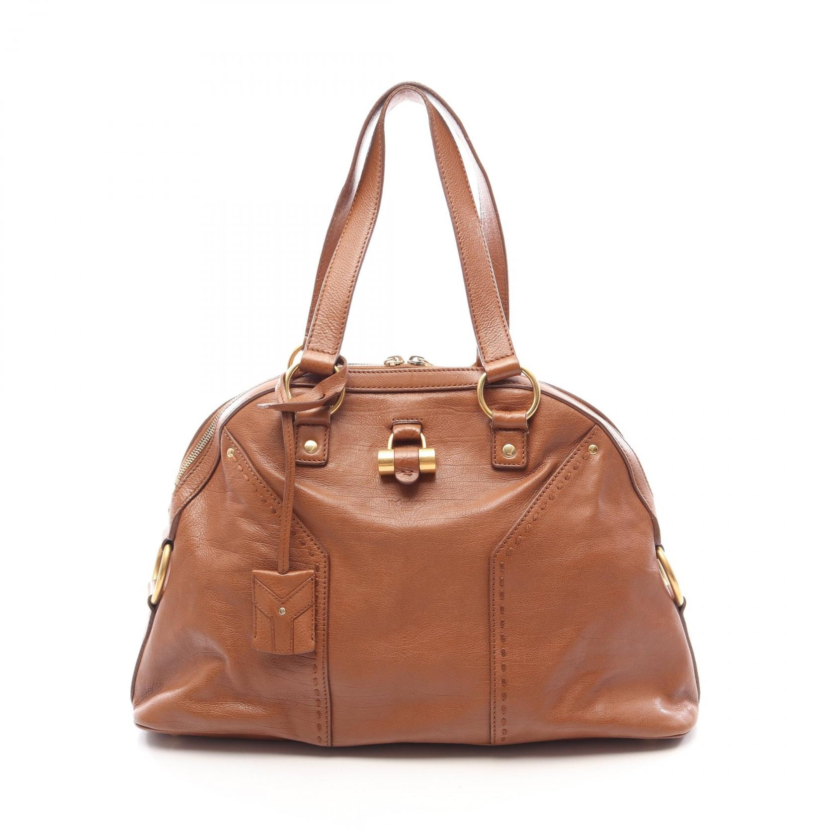 イヴ・サンローラン YVES SAINT LAURENT ミューズバッグ ハンドバッグ バッグ レザー レディース ブラウン系 166464 【中古】