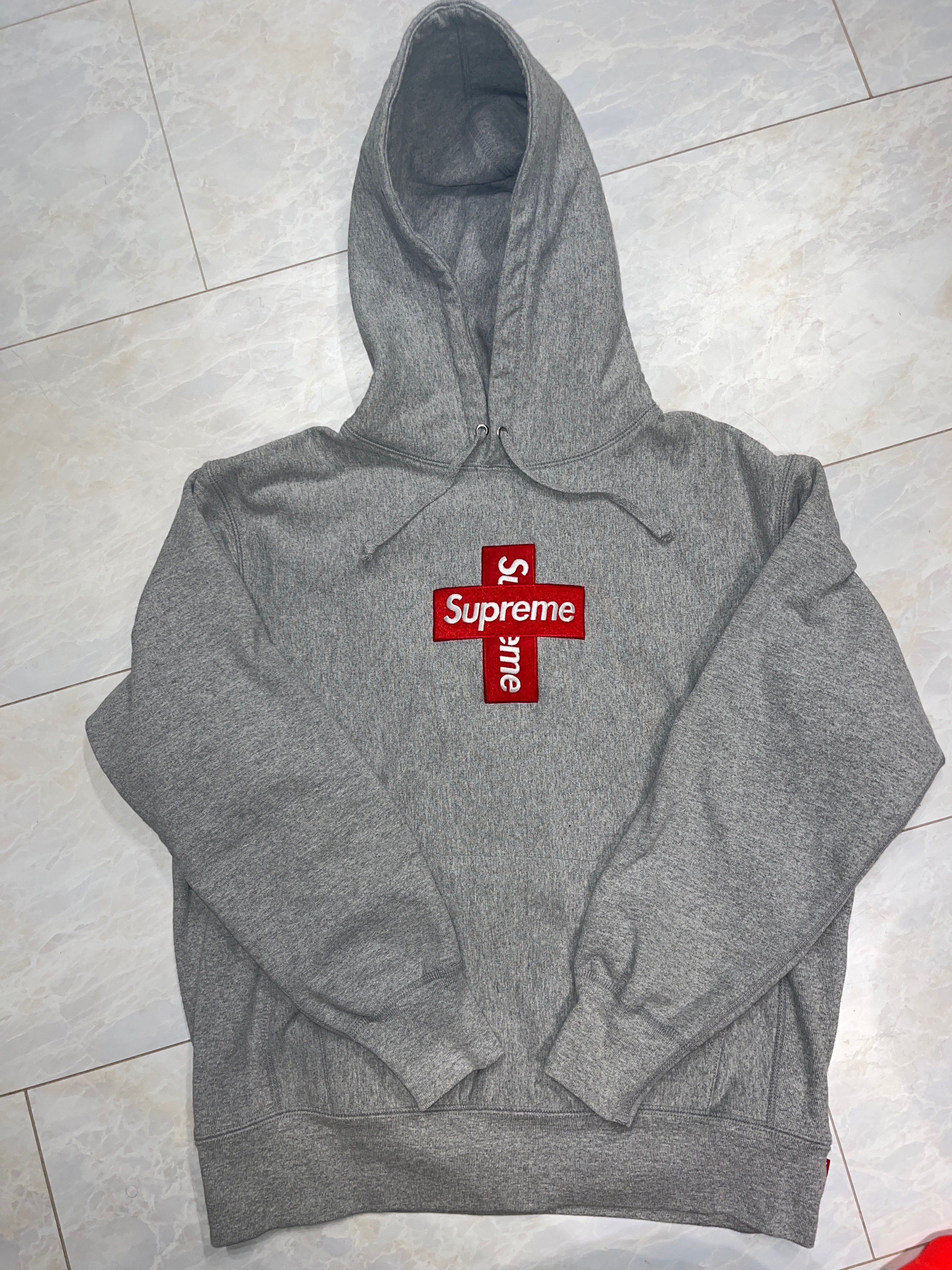 Supreme Cross Box Logo Hooded Sweatshirt "Grey"
