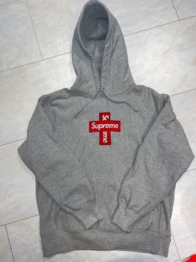 Supreme Cross Box Logo Hooded Sweatshirt "Grey"