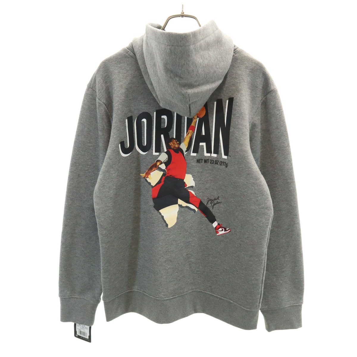 未使用 AIR JORDAN エアジョーダン バックプリント 長袖 スウェットパーカー XL グレー ナイキ プルオーバー