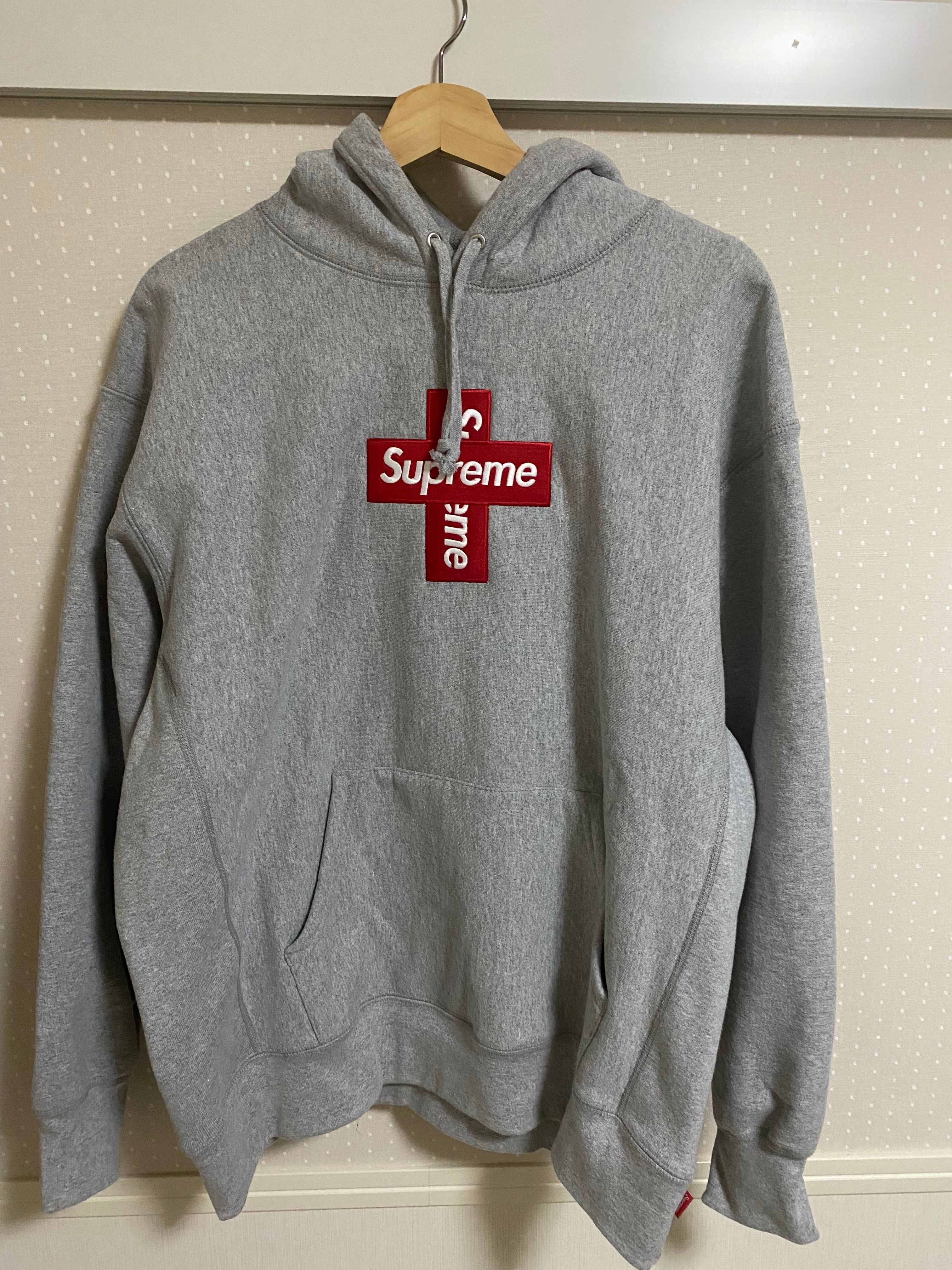Supreme Cross Box Logo Hooded Sweatshirt "Grey"