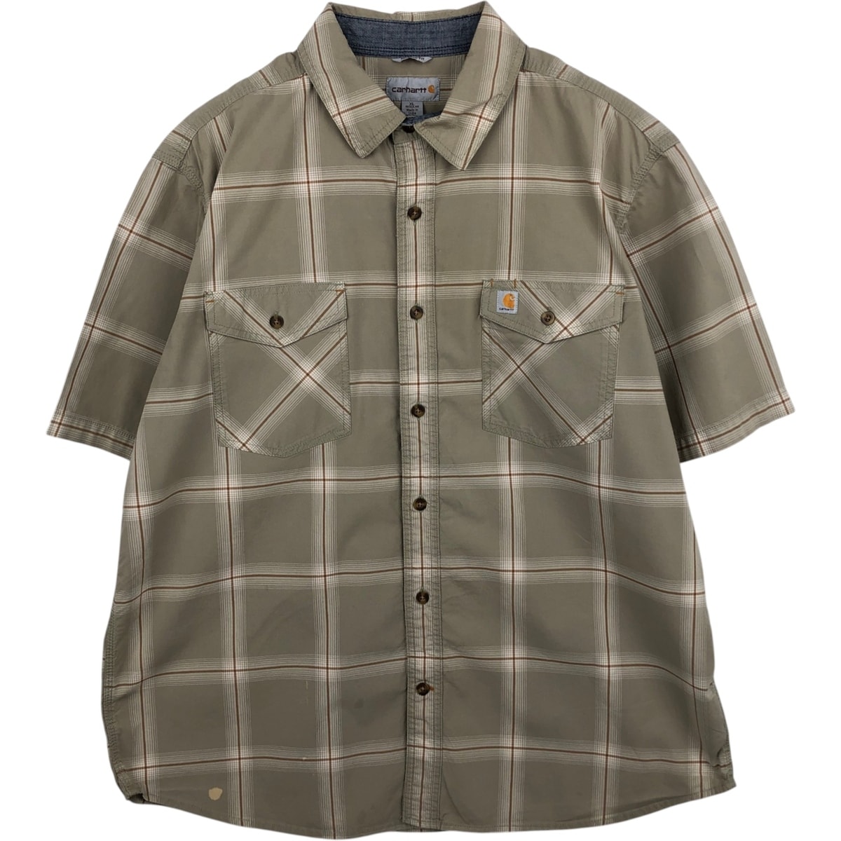 古着 カーハート Carhartt RELAXED FIT チェック柄 半袖 ワークシャツ メンズXL相当/eaa477528