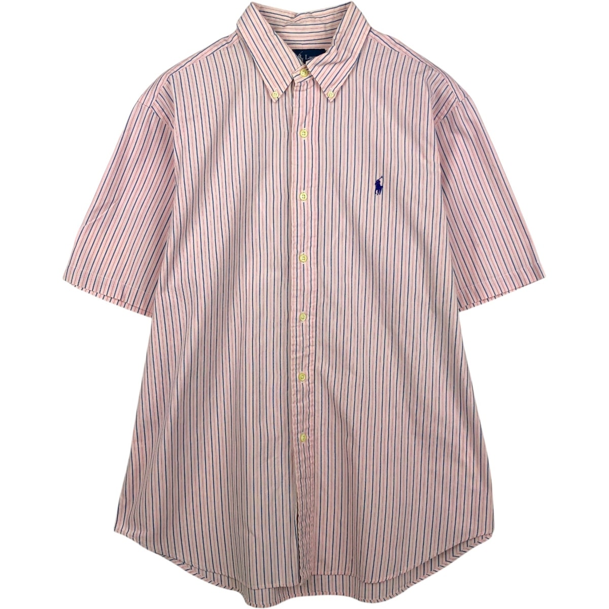 古着 ラルフローレン Ralph Lauren CLASSIC FIT クラシックフィット マルチストライプ 半袖 ボタンダウン ストライプシャツ メンズL相当/eaa655861
