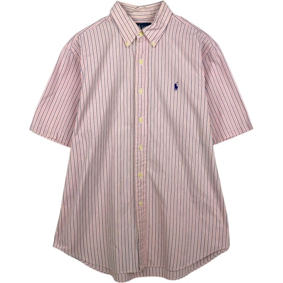 古着 ラルフローレン Ralph Lauren CLASSIC FIT クラシックフィット マルチストライプ 半袖 ボタンダウン ストライプシャツ メンズL相当/eaa655861