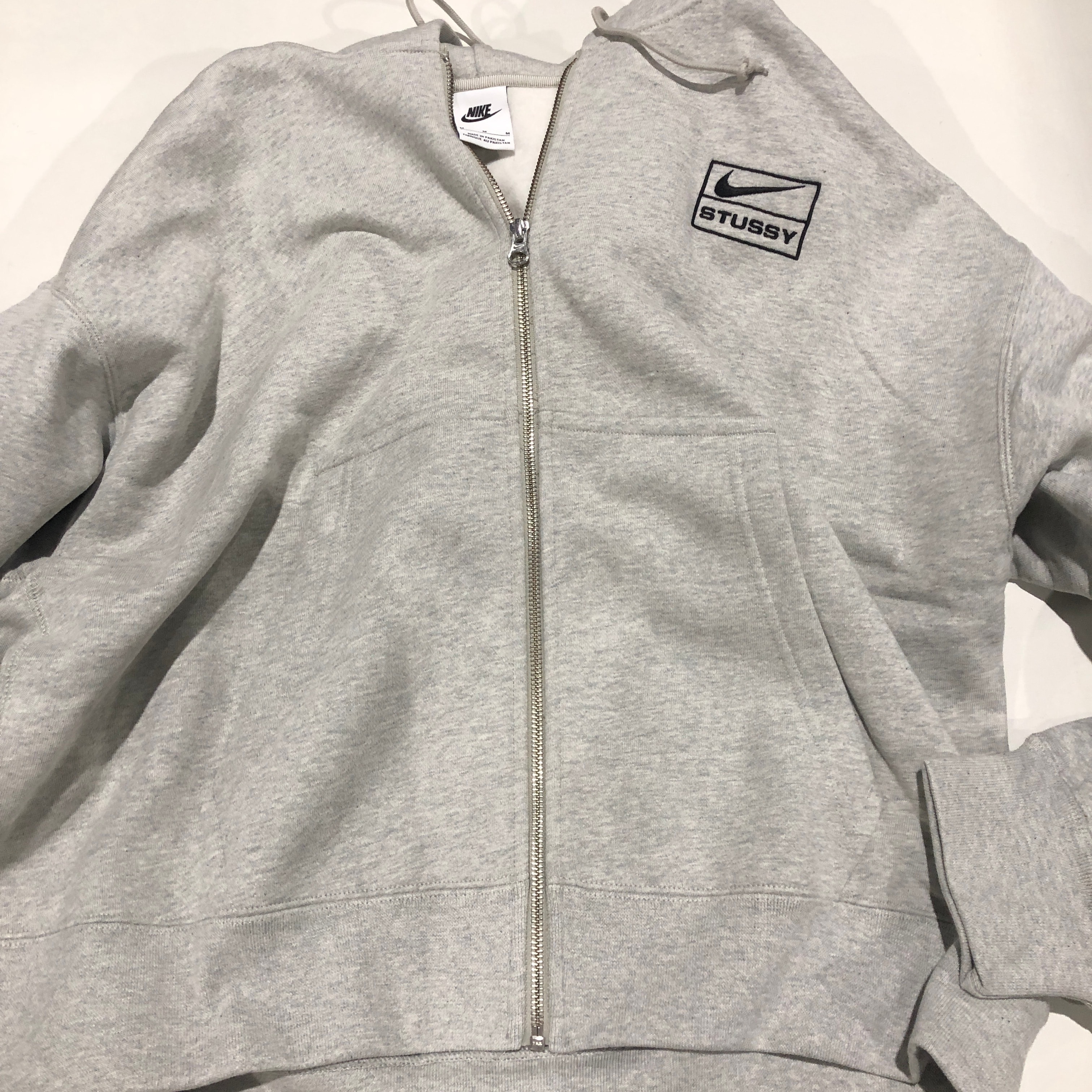 Stussy x Nike Fleece Zip Hoodie "Grey Heather" (US Size) FJ9181-050