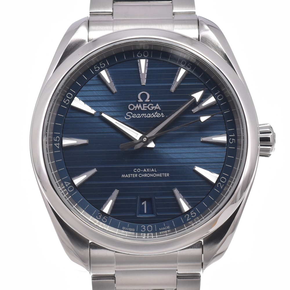 オメガ OMEGA 220.10.41.21.03.003 シーマスター アクアテラ ブルー 自動巻き メンズ 美品 内箱・保証書付き 腕時計 M#150954